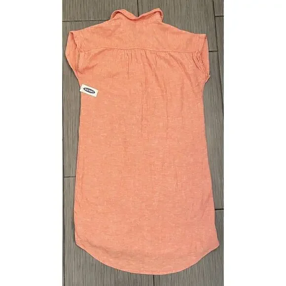 Old Navy Linen-Blend Button Down Shirt Coral Dress Size XS NWT - Picture 4 of 6